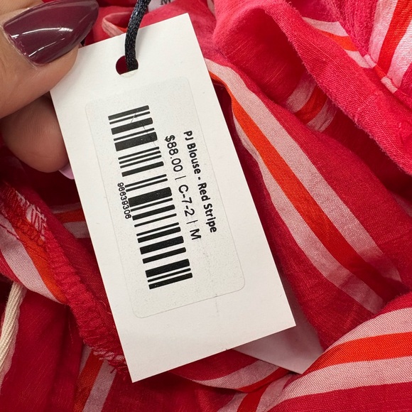 Elegant Red Striped Women's Pajama Top - Picture 2 of 2